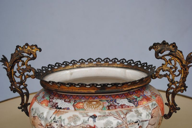 Cachepot Satsuma Old Japan Bronze Mount photo vinterior