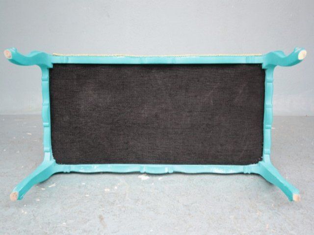 photo buy Decorative Bench Louis XV Style Flocked Cyan