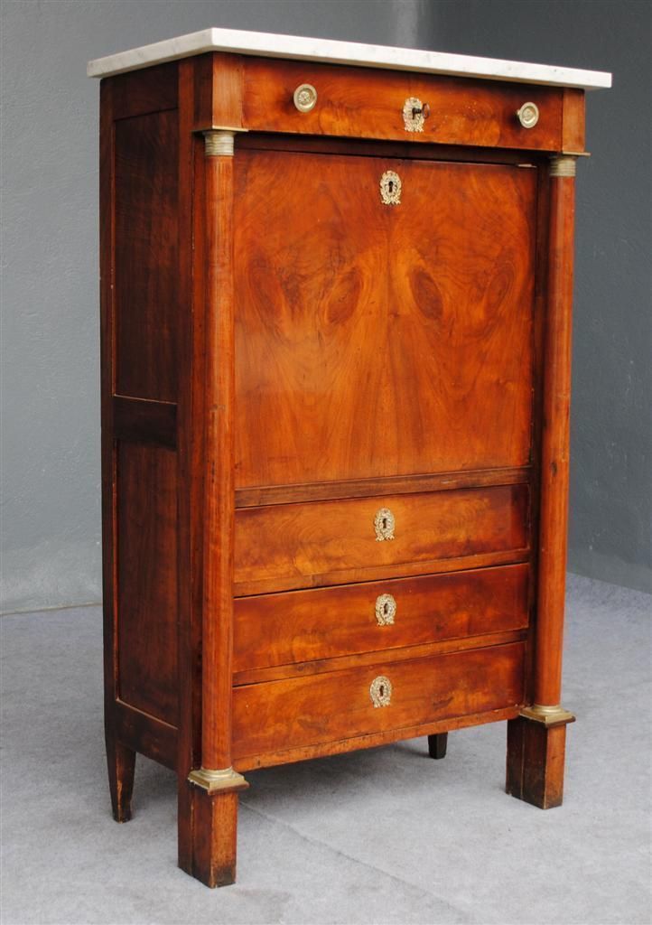 Secretary Flamed Mahogany Empire Style, Xi Xth Century photo for sale