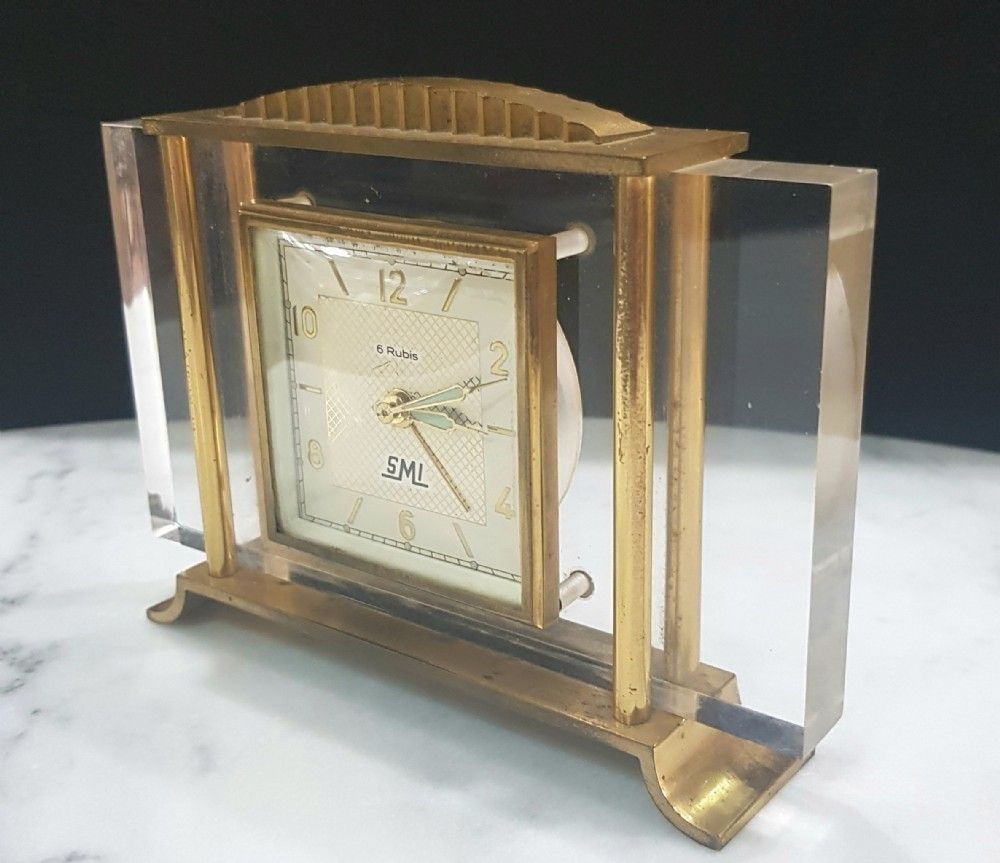 French Art Deco Travel Clock By Smi C.1930 photo 225.0