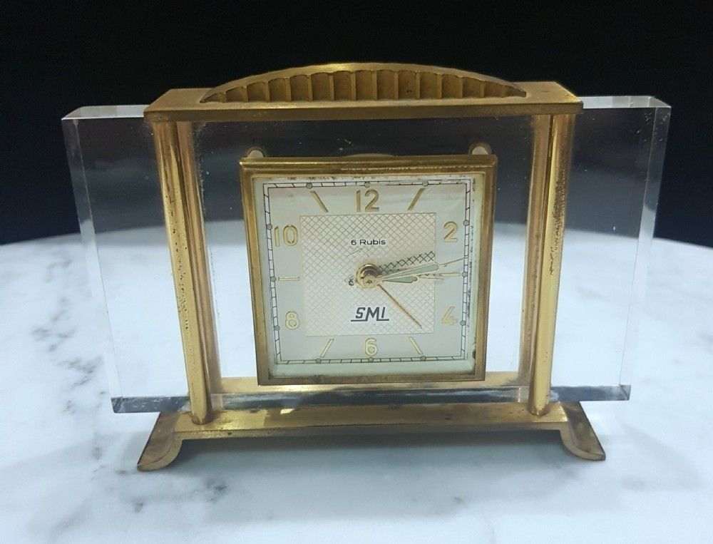 French Art Deco Travel Clock By Smi C.1930 photo vinterior