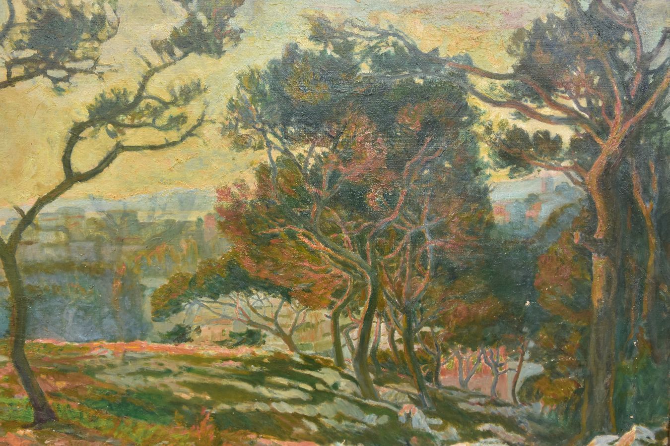 Oil On Canvas Representing Marseilleveyre, First Half Of The 20th Century photo buy