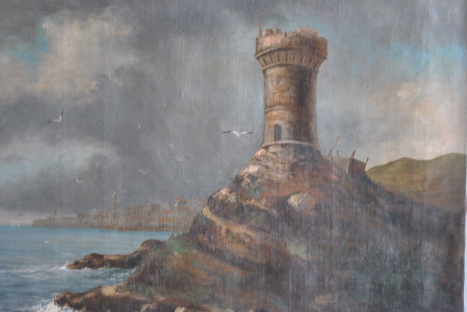 Genoese Tower In Saint Florent In Oil On Canvas Signed Jeanne Dubois photo furniture