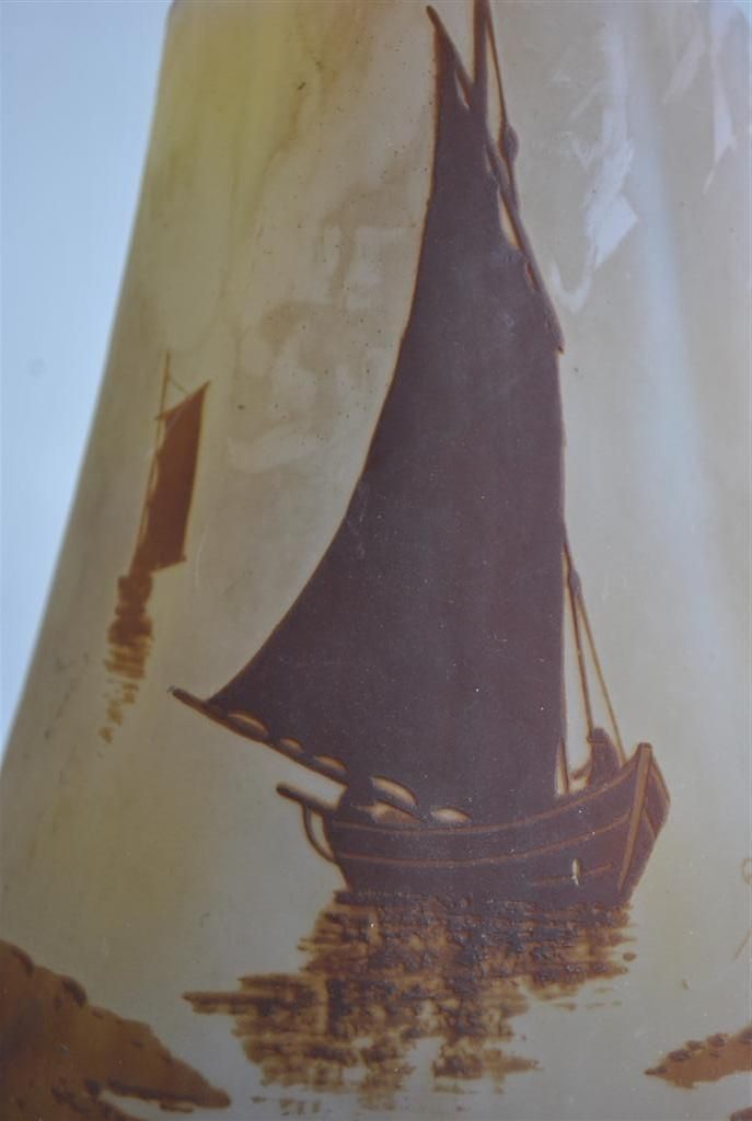 Art Nouveau Glass Paste Vase Emile Gallé 1900 With Boats photo buy