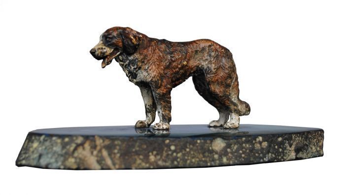Vienna Saint Bernard Bronze On Agate Base