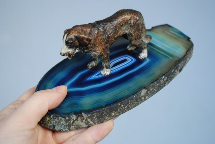 photo buy Vienna Saint Bernard Bronze On Agate Base