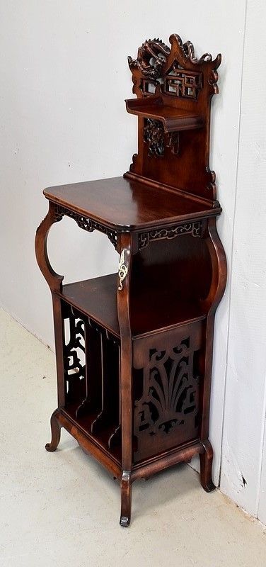 Music Cabinet In Tinted Beech, Asian Spirit, Attributed To G. Viardot , 1900 photo furniture
