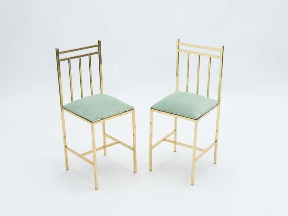 Paire de chaises d'enfant en laiton, attribuées à Marc Du Plantier, années 1960 photo furniture