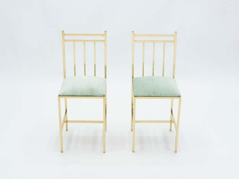 Paire de chaises d'enfant en laiton, attribuées à Marc Du Plantier, années 1960 photo for sale