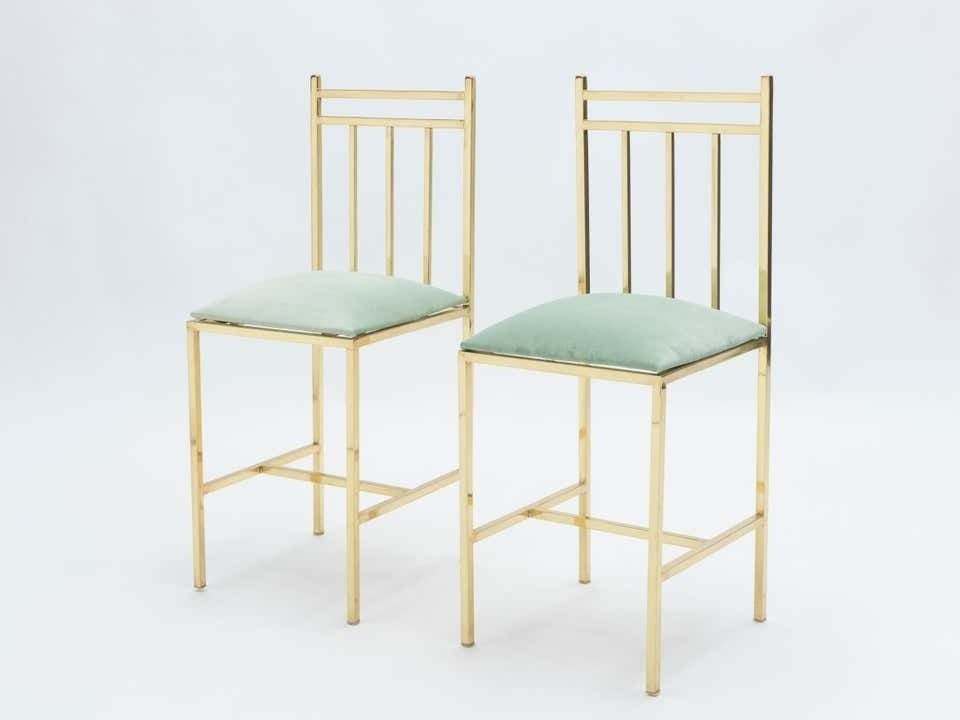 Paire de chaises d'enfant en laiton, attribuées à Marc Du Plantier, années 1960 photo Mobilier