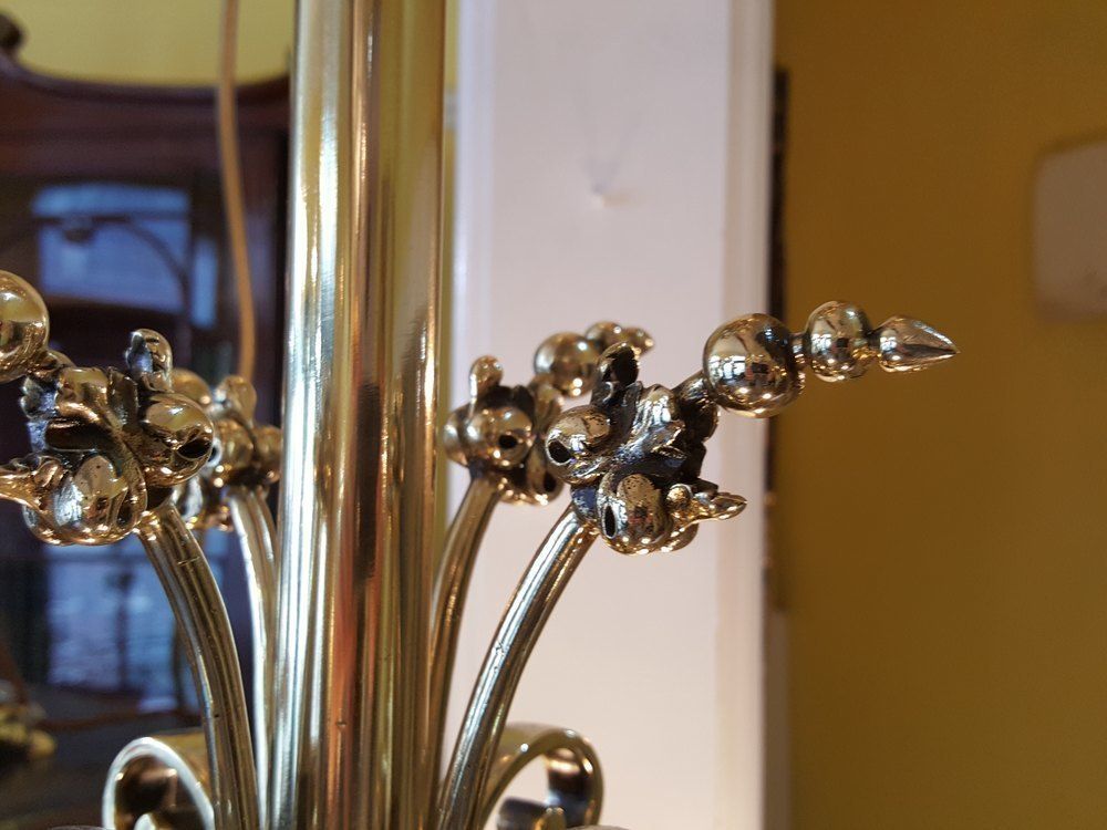 Late 19th C Brass Four Arm Chandelier photo vinterior