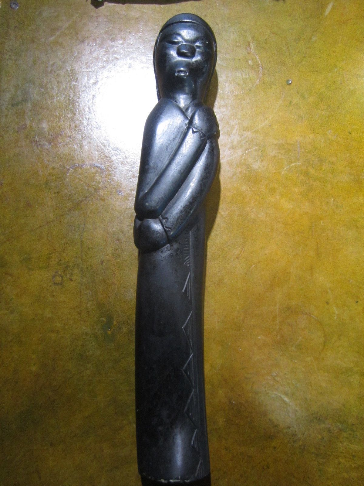 A Fine Example Of Early Shona Sculpture:"Sad Woman" By 1st Generation Zimbabwean Sculptor Sylvester Mubayi photo buy