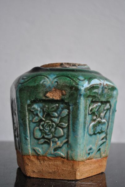 Old Ceramic Pots Glazed With Grapes photo buy