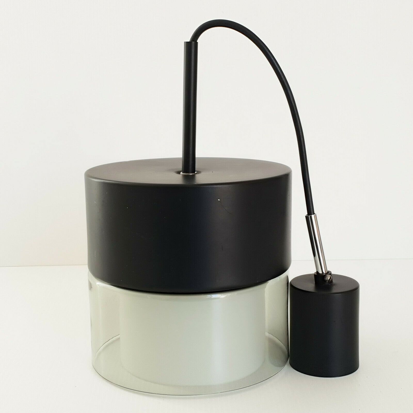 Vintage Suspension Luster 1960 In Steel & Glass Of Excellent Invoice 60s photo for sale