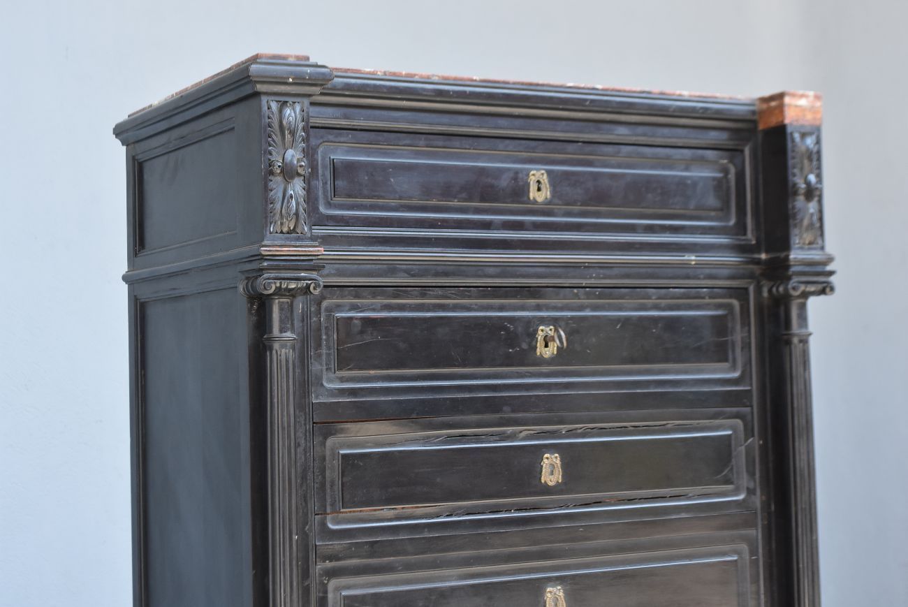 Furniture Blackened Wooden Secretary Napoleon III 19th Time photo
