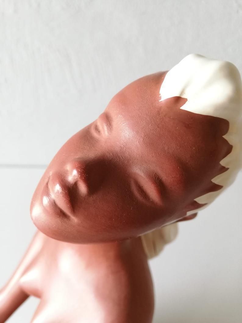 Condendorf Figurine No. 1083 Ceramic Naked African Woman Figurine   Brown Ceramic Sculpture   Signed   Made In Western Germany photo for sale