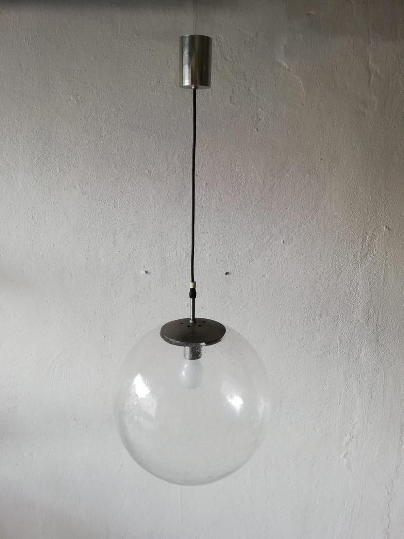 Limburg Air Bubble Glass Ball Shape Iconic Pendant Lamp   1970s Germany photo for sale