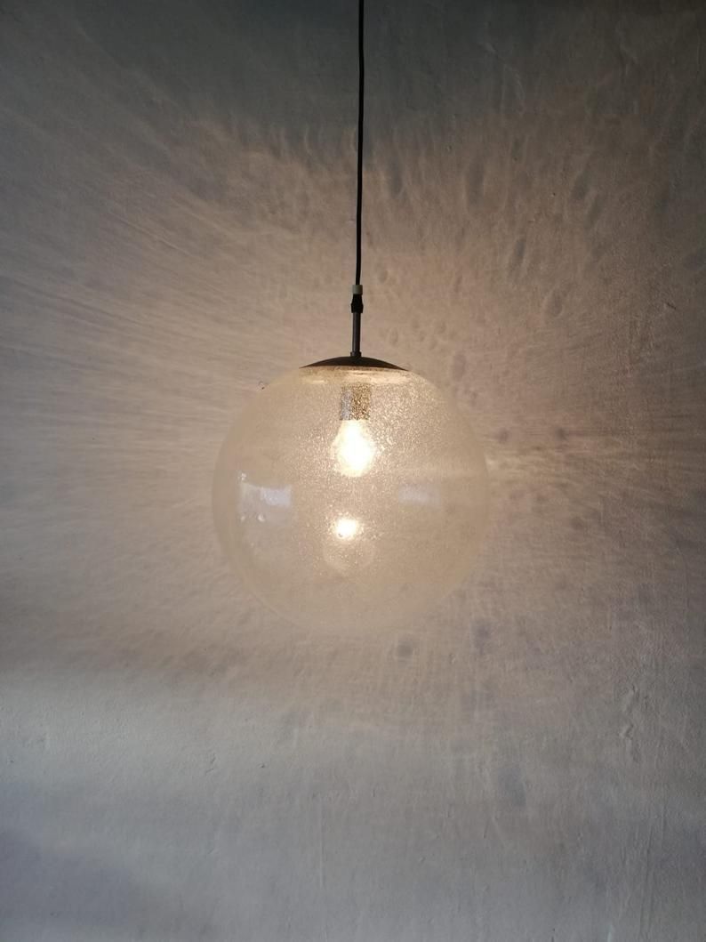 Limburg Air Bubble Glass Ball Shape Iconic Pendant Lamp   1970s Germany photo Lighting