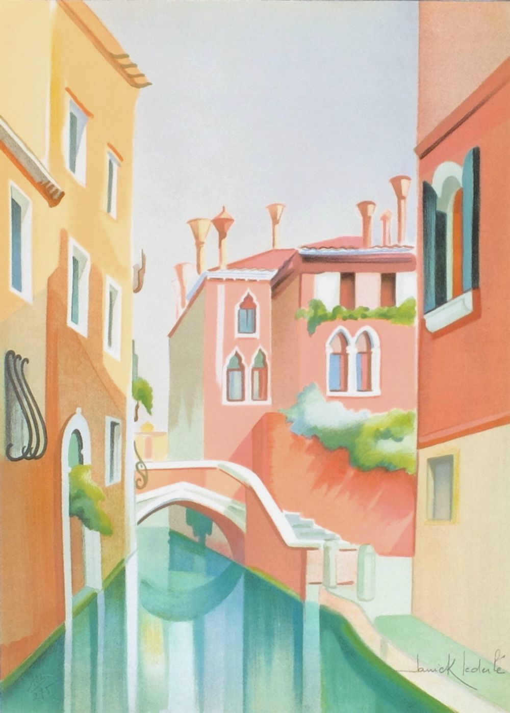 Janick Lederle  , Lithograph ,Souvenir From Venice,  1990