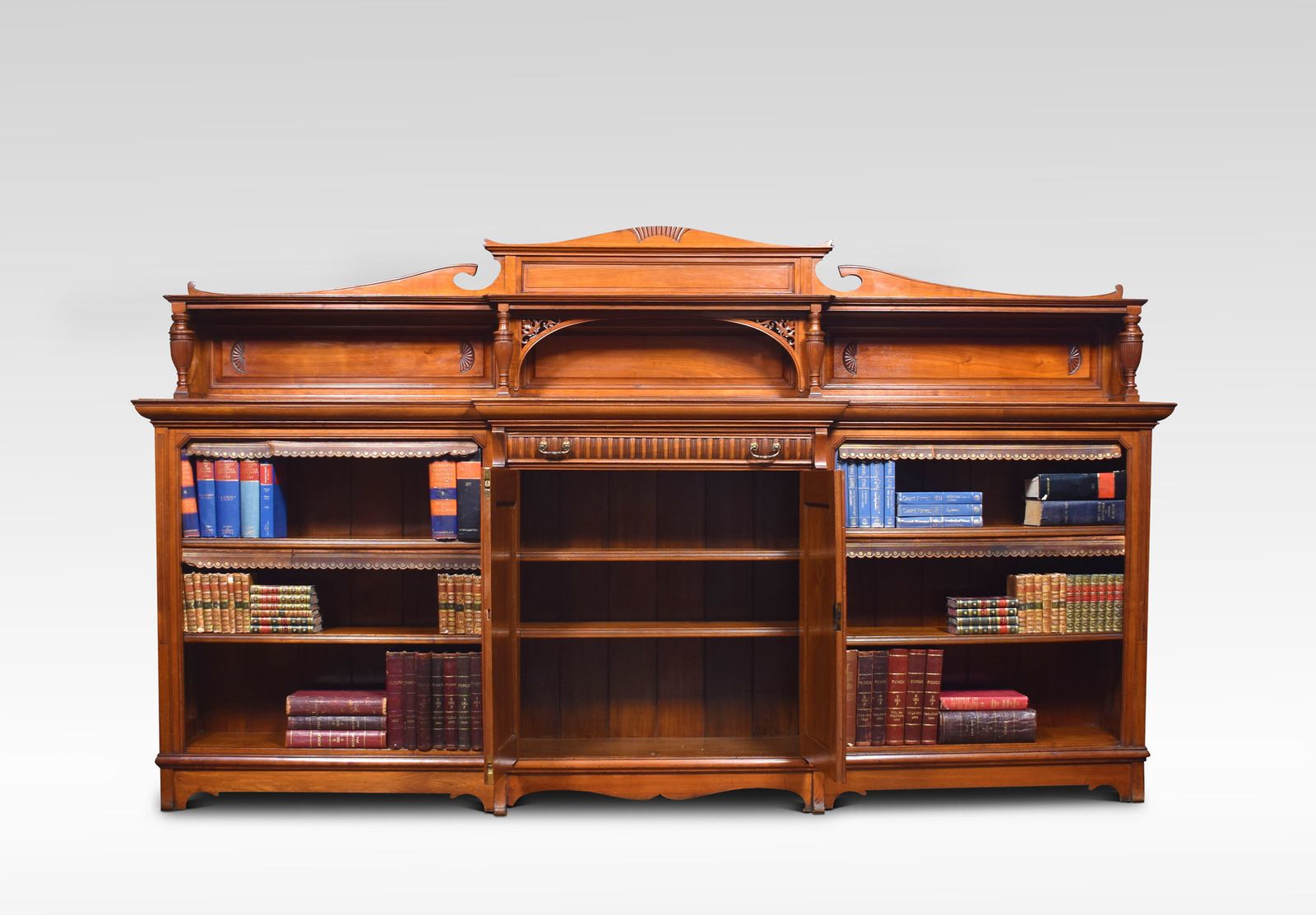 Large 19th Century Walnut Breakfront Bookcase photo Furniture
