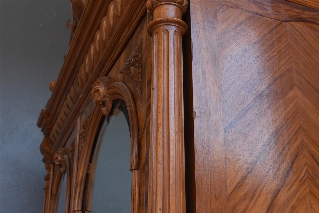 Walnut Wardrobe Renaissance Style French Work, Late 19th Century photo buy