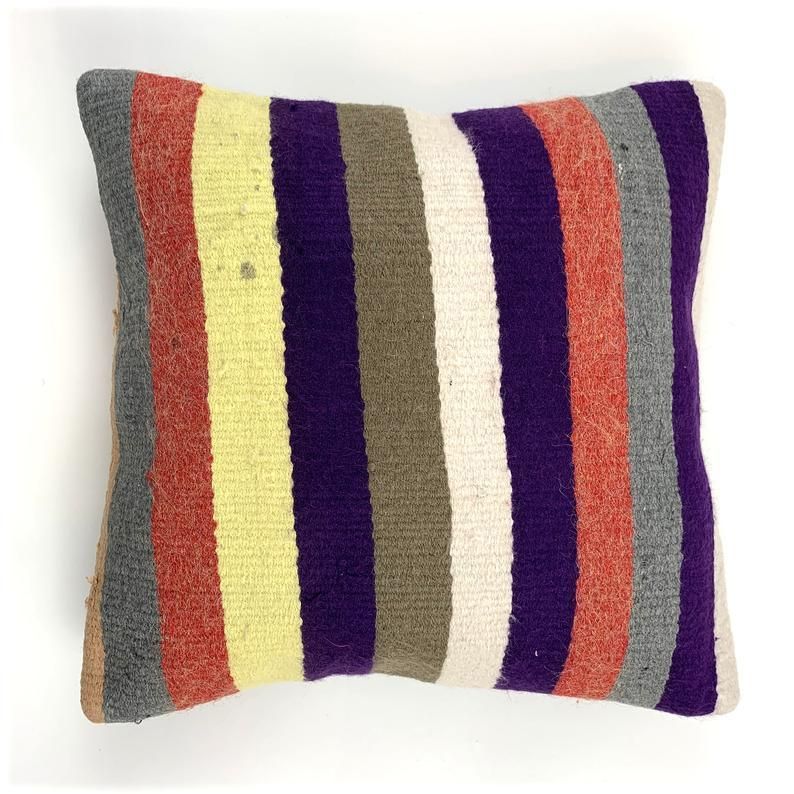 Vintage Turkish Kilim Cushion Cover, 40x40 Cm photo buy