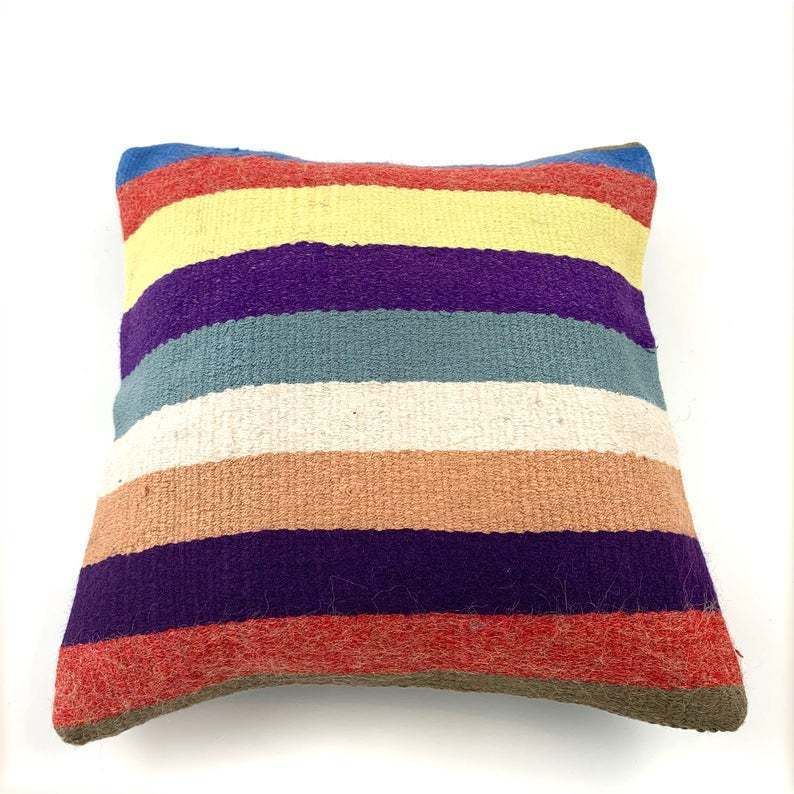 Vintage Turkish Kilim Cushion Cover, 40x40 Cm photo 66.0