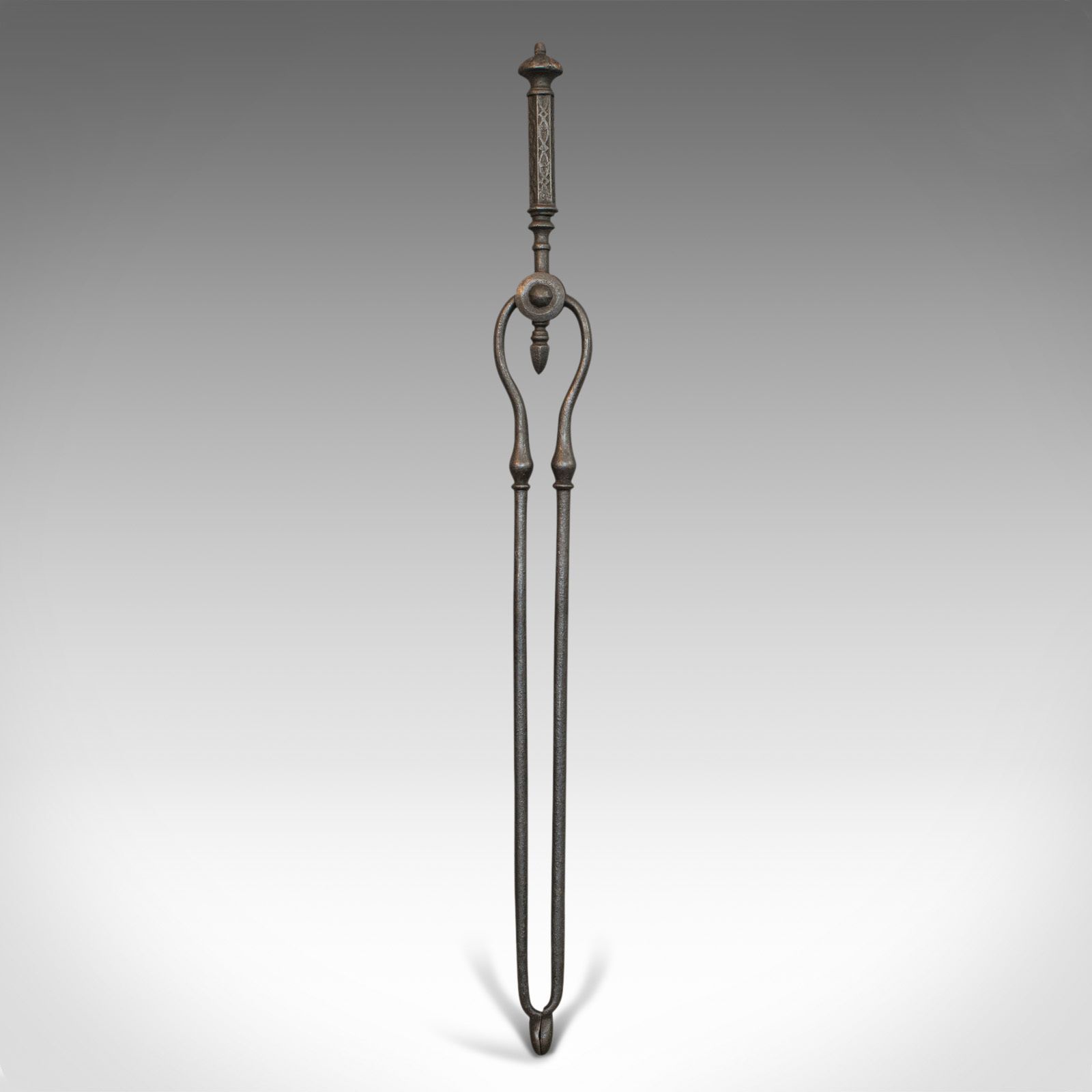 photo for sale Antique Fire Kerb, Companion Tongs, English, Iron, Fireside Set, Victorian, 1850
