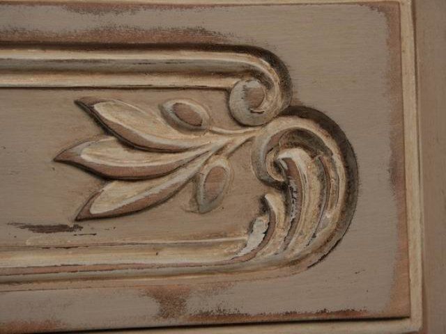 Furniture Sideboard Louis XV Style Putty Lacquered photo