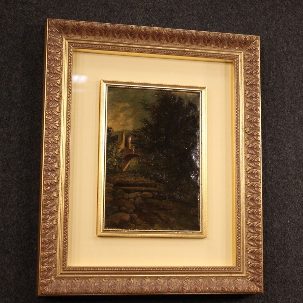 Italian Landscape Painting Oil On Cardboard From 20th Century photo vinterior