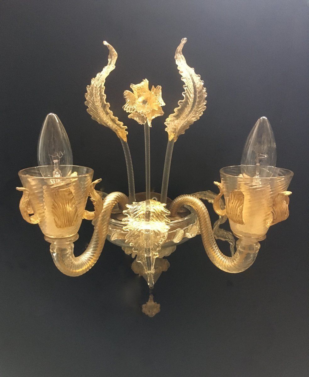 Vintage Murano Glass Wall Lights, Set Of 2