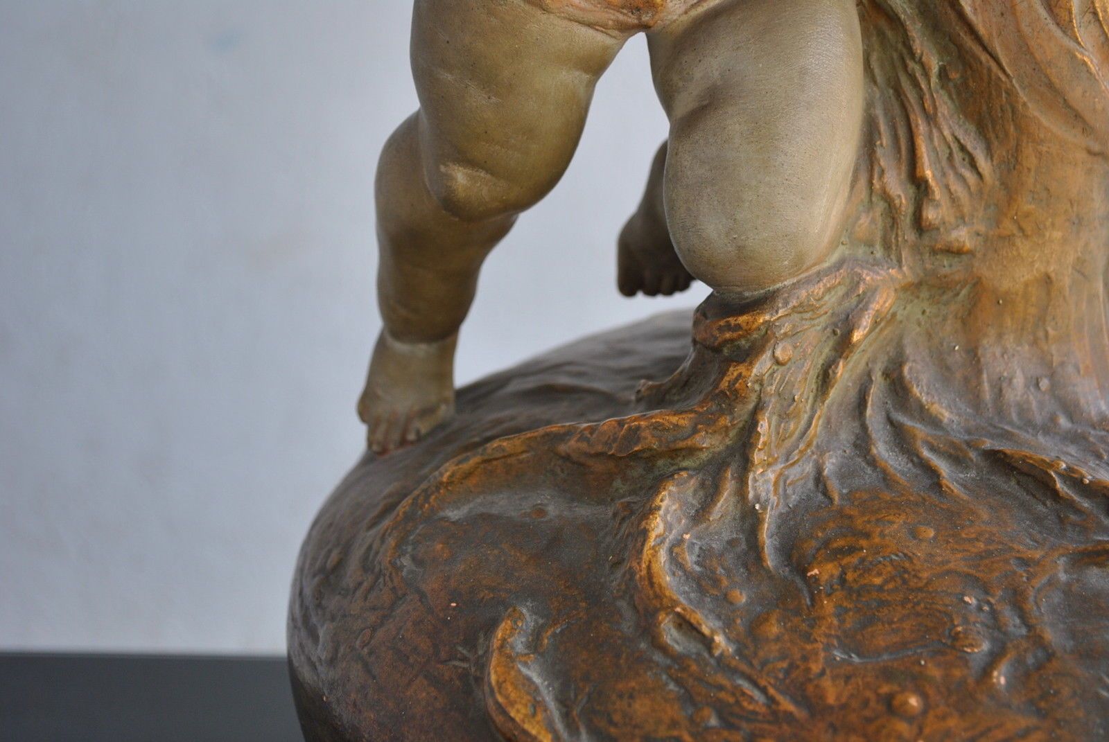 1900 Art Nouveau Terracotta Vase With Cherub Signed Lauwers photo vinterior