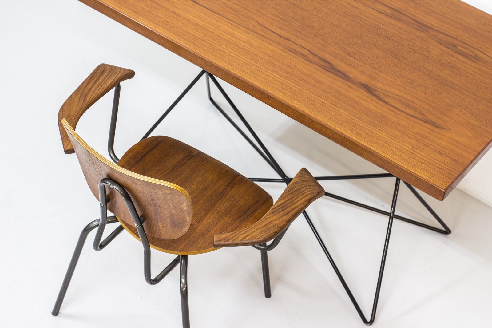photo furniture Swedish Tubular Steel And Teak Armchair