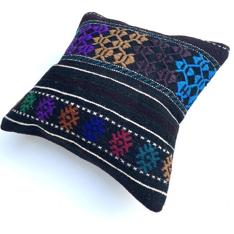 Kilim Pillow Moroccan Cushion 40x40 Kilim Pillows Kelim  Housse De Coussin Rug Pillow Turkish Cushion photo vinterior
