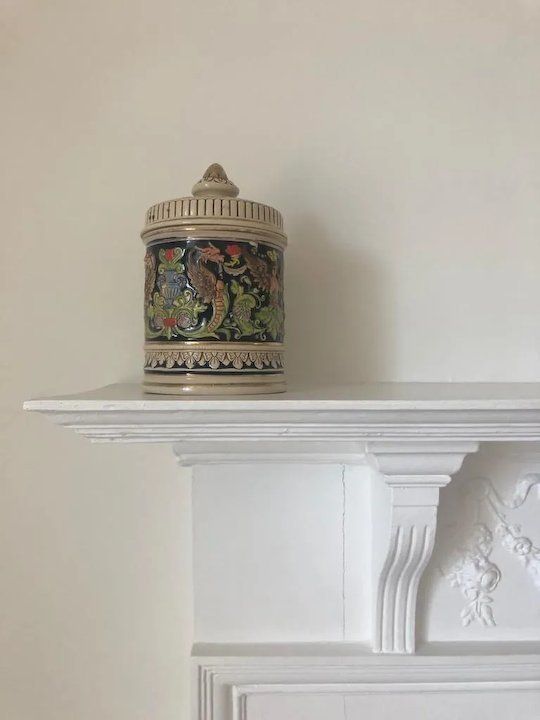 Pair Of Early 1900s German Ceramic Tobacco Jar Pots photo for sale