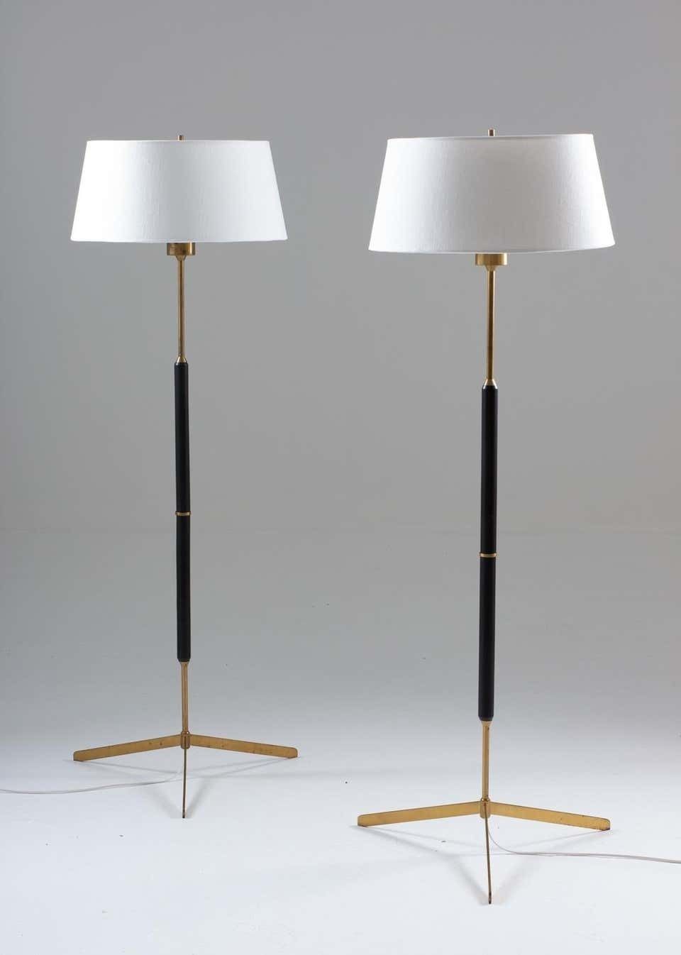 Scandinavian Midcentury Floor Lamps In Brass And Wood By Bergboms, Sweden photo furniture