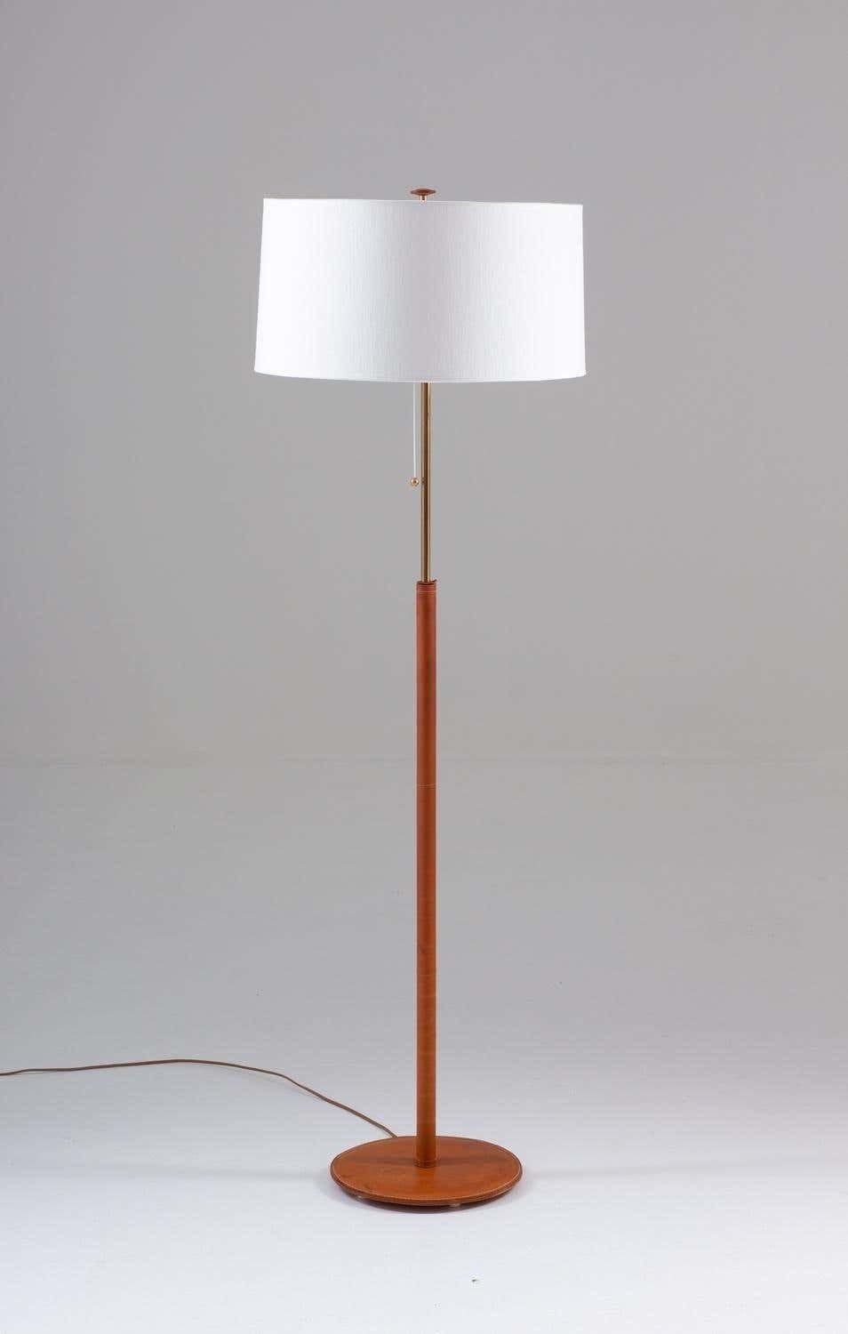 Scandinavian Midcentury Floor Lamp In Brass And Leather By Bergboms, Sweden photo furniture