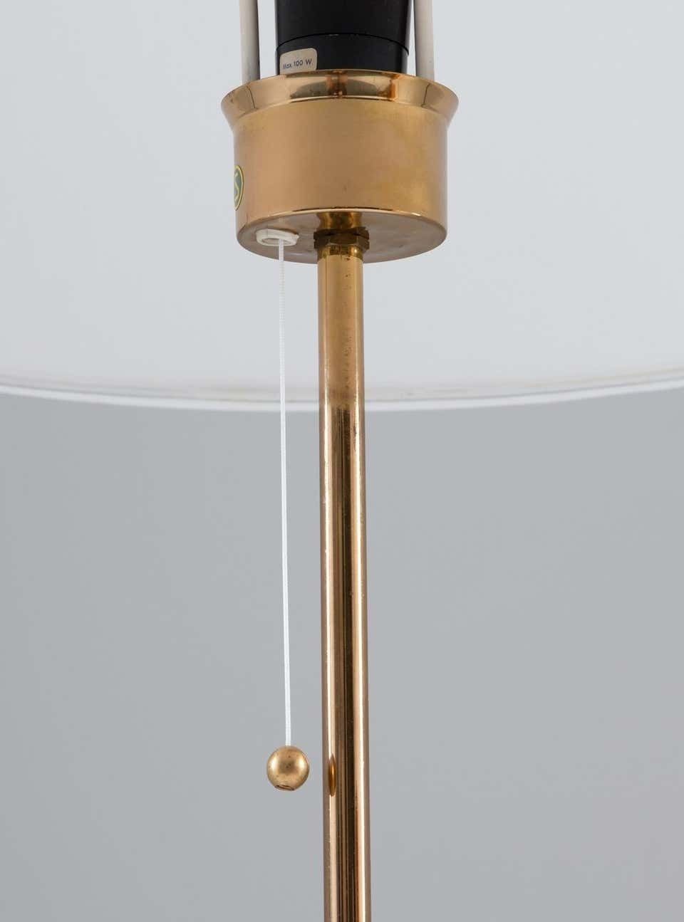 Scandinavian Midcentury Floor Lamp In Brass And Leather By Bergboms, Sweden photo buy