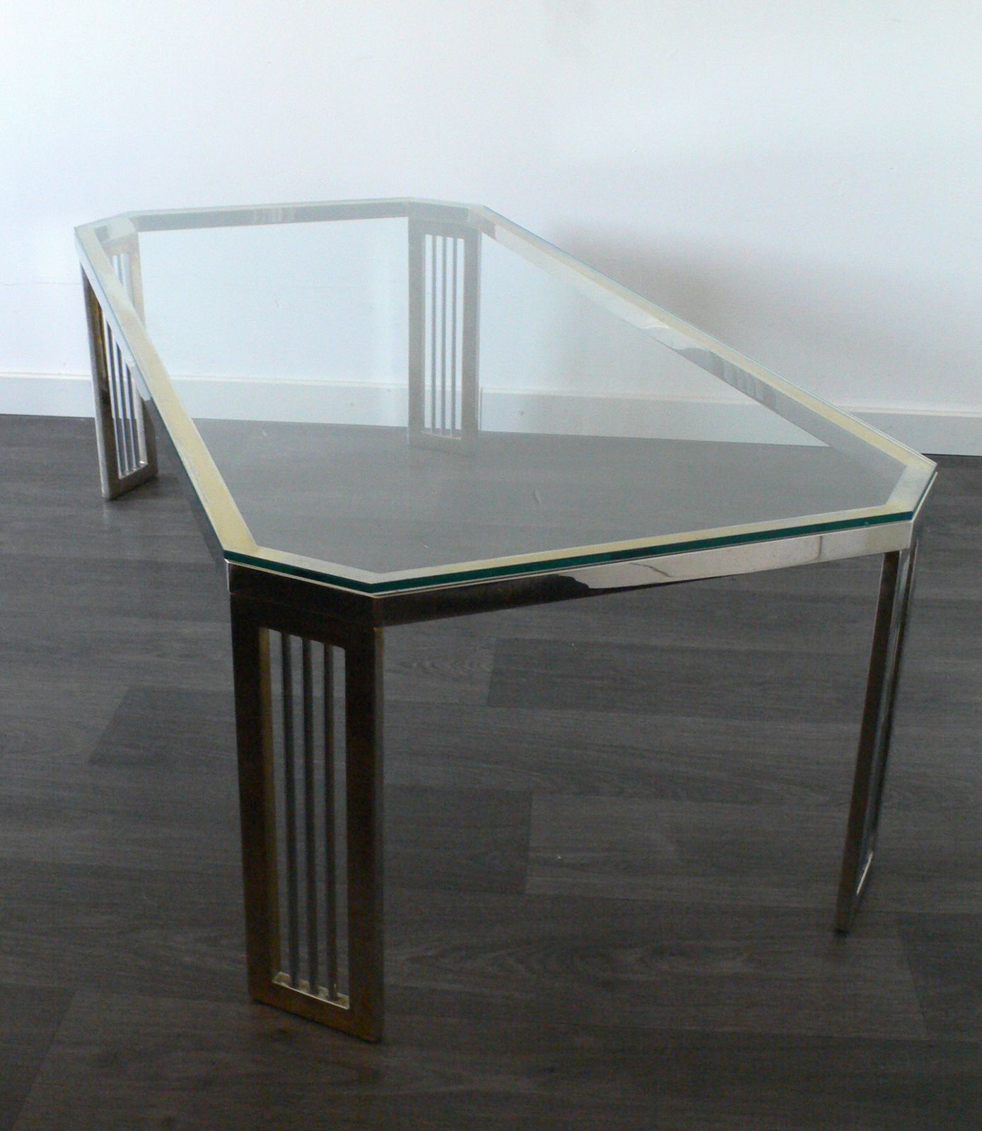 Mid Century Design Hollywood Regency Salontafel Van Messing En Glas, Jaren 1980 photo vinterior