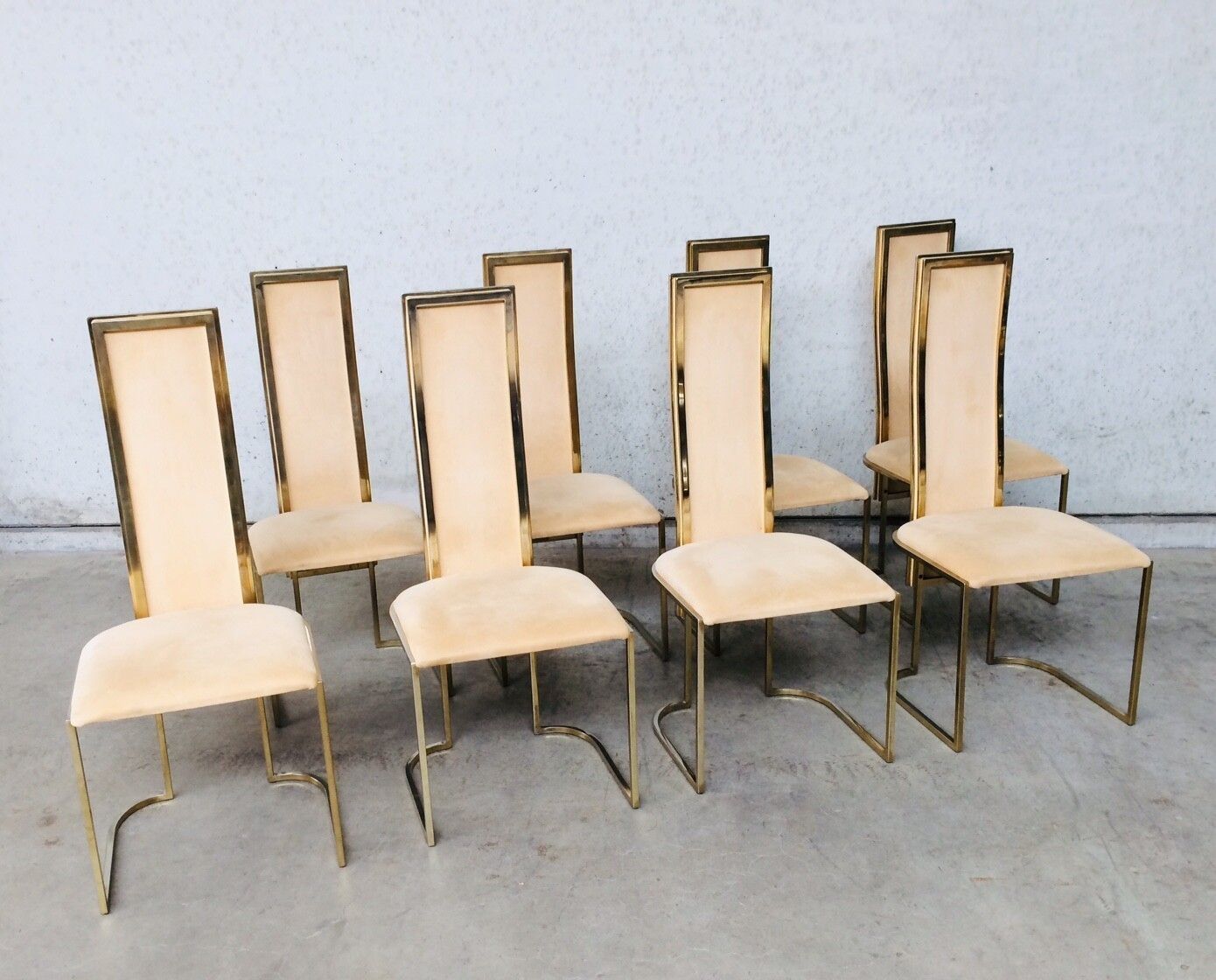 Hollywood Regency Design Set Van 8 Eetkamerstoelen Van Belgo Chrom, Jaren 1970 photo 2690.8