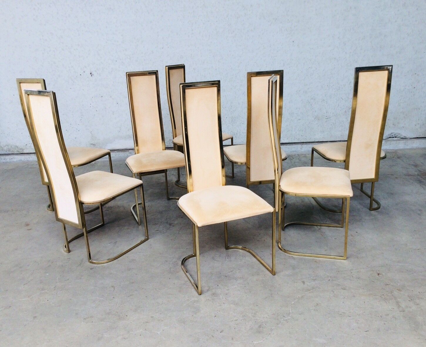2690.8 Hollywood Regency Design Set Van 8 Eetkamerstoelen Van Belgo Chrom, Jaren 1970 photo