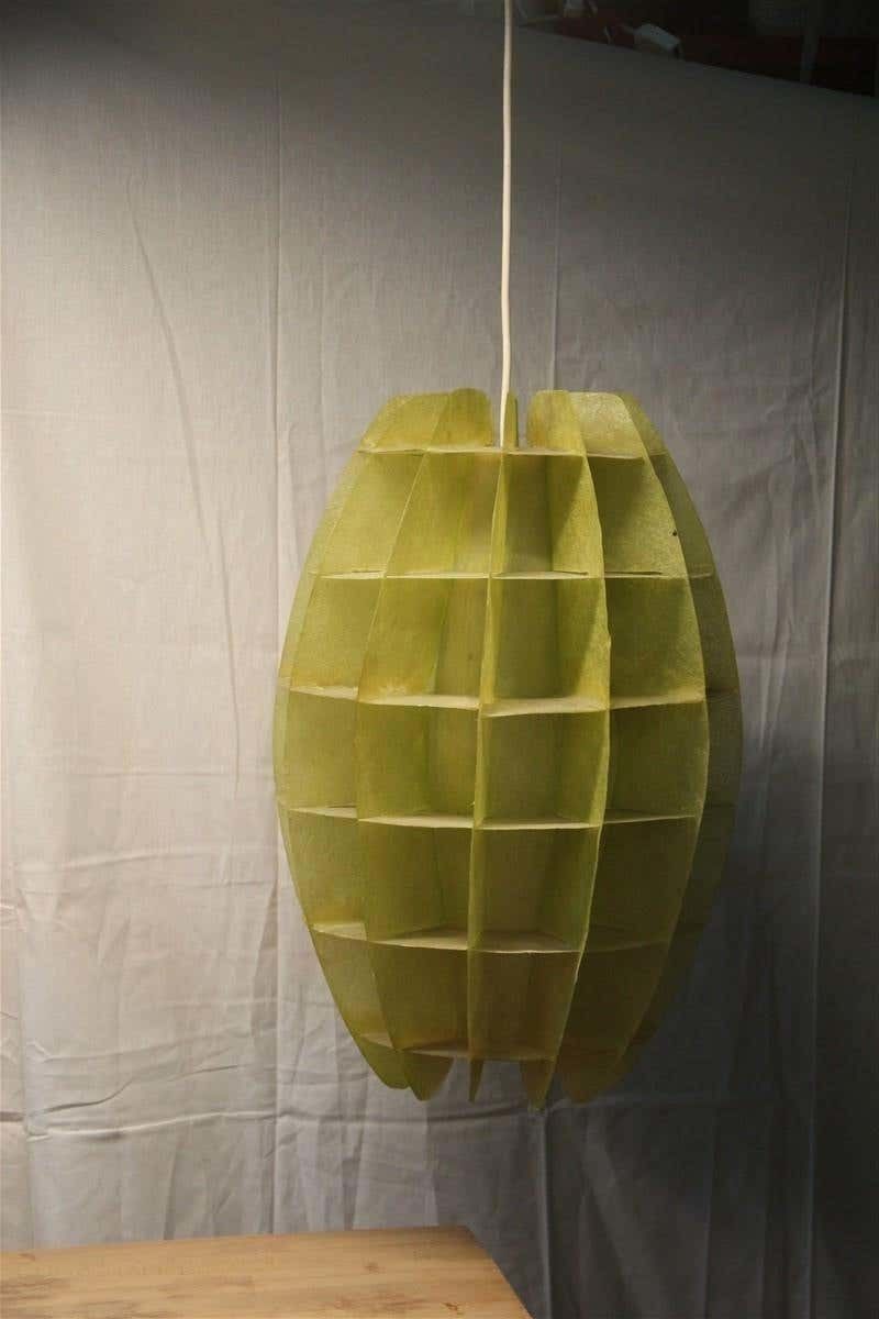 photo for sale French Chandelier Oval 1960s In Green Resin Like A Maze Verner Panton Style