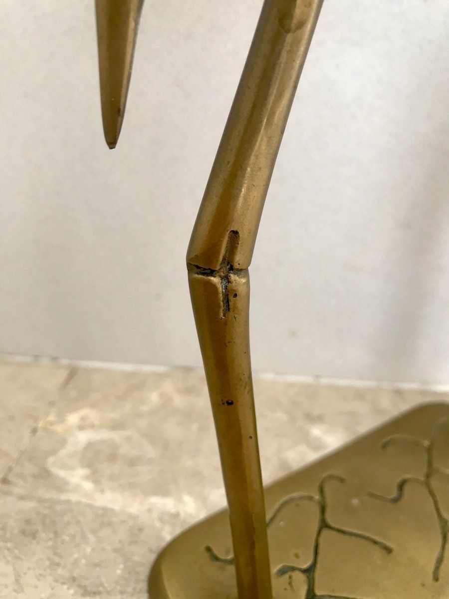 photo for sale Mid Century Brass Pair Of Herons Sculpture On Pedestal, 1960s