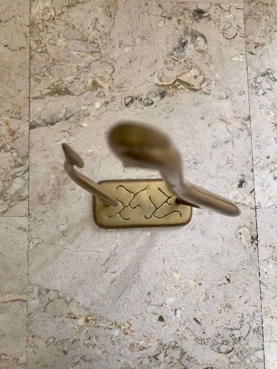 691.0 Mid Century Brass Pair Of Herons Sculpture On Pedestal, 1960s photo