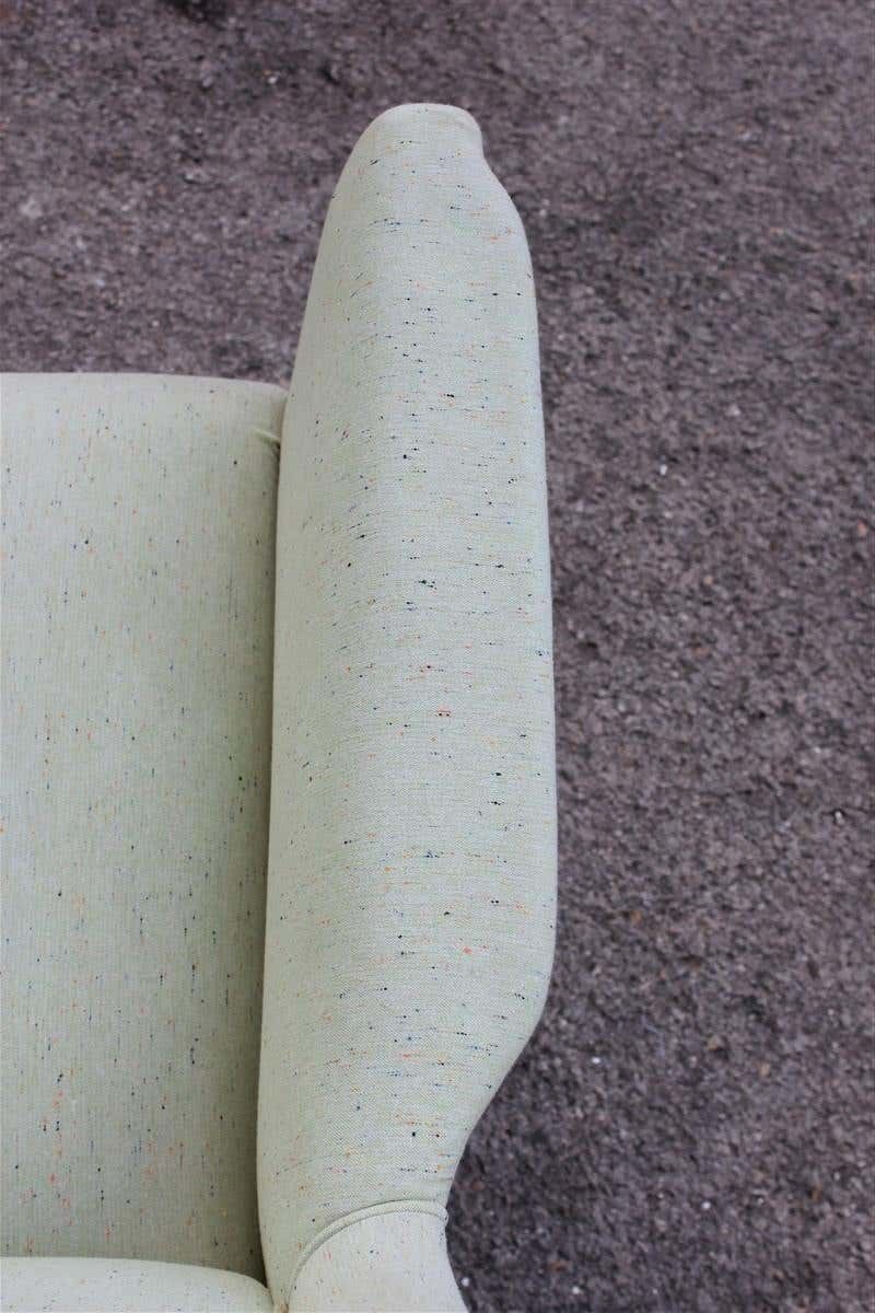 Pair Of Armchairs Midcentury Italian Design Wood Feet Brass Green Gio Ponti Style photo vintage