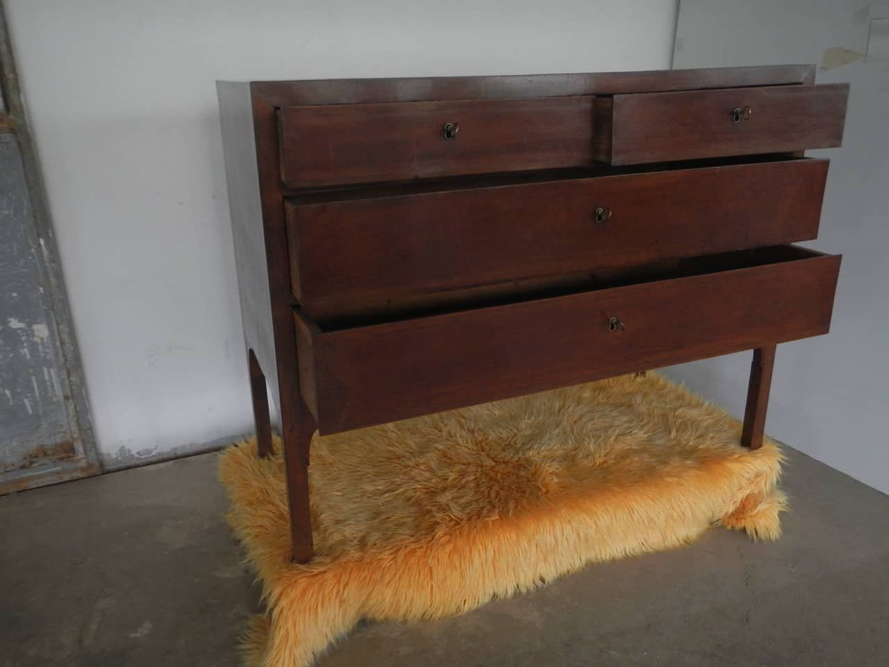 Antique Italian Empire Brass & Walnut Dresser photo furniture