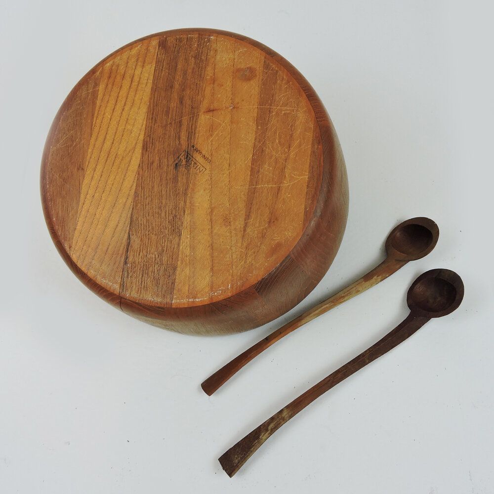 Vintage Danish Teak Salad Bowl With Servers By Jens Quistgaard For Nissen Naarden photo buy