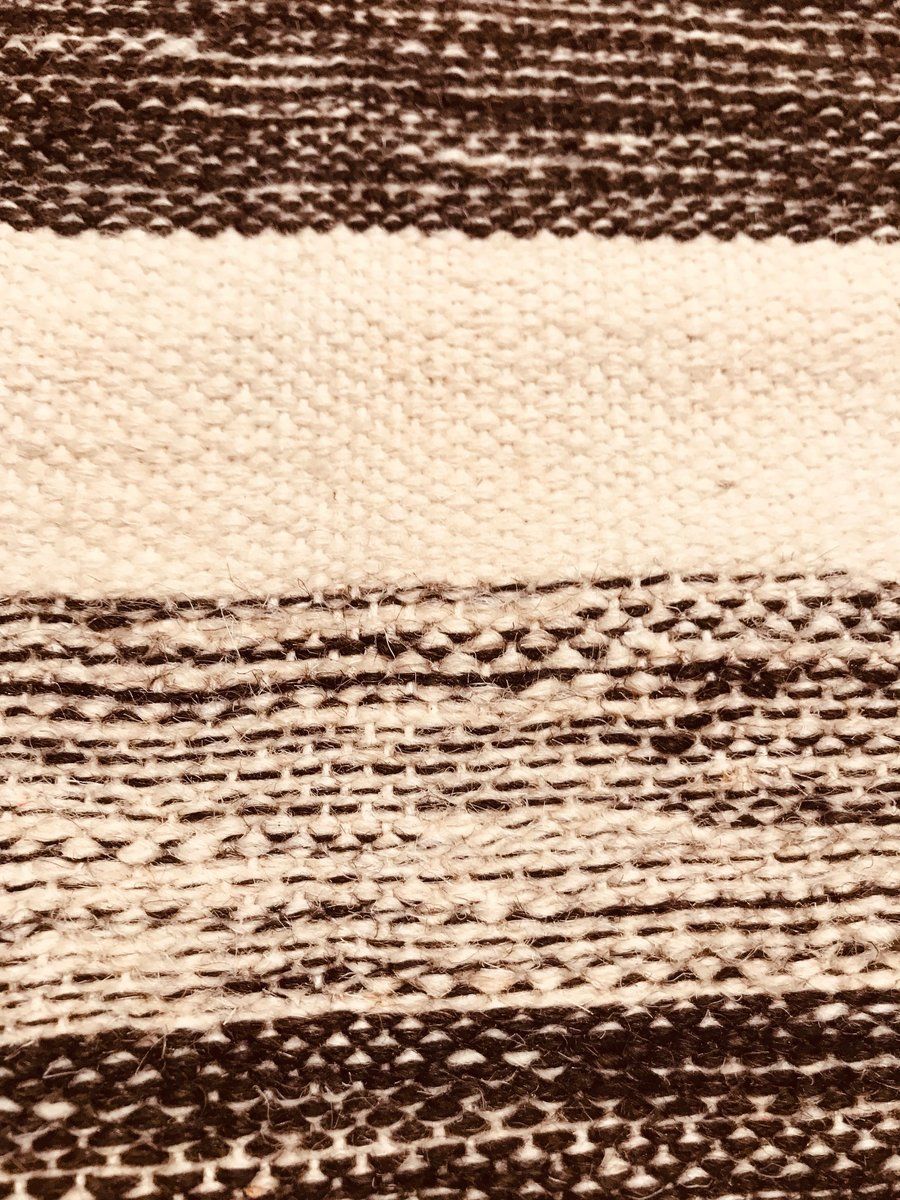 Handwoven Cotton And Wool Black And Beige Kilim Carpet, 1970s photo 499.0