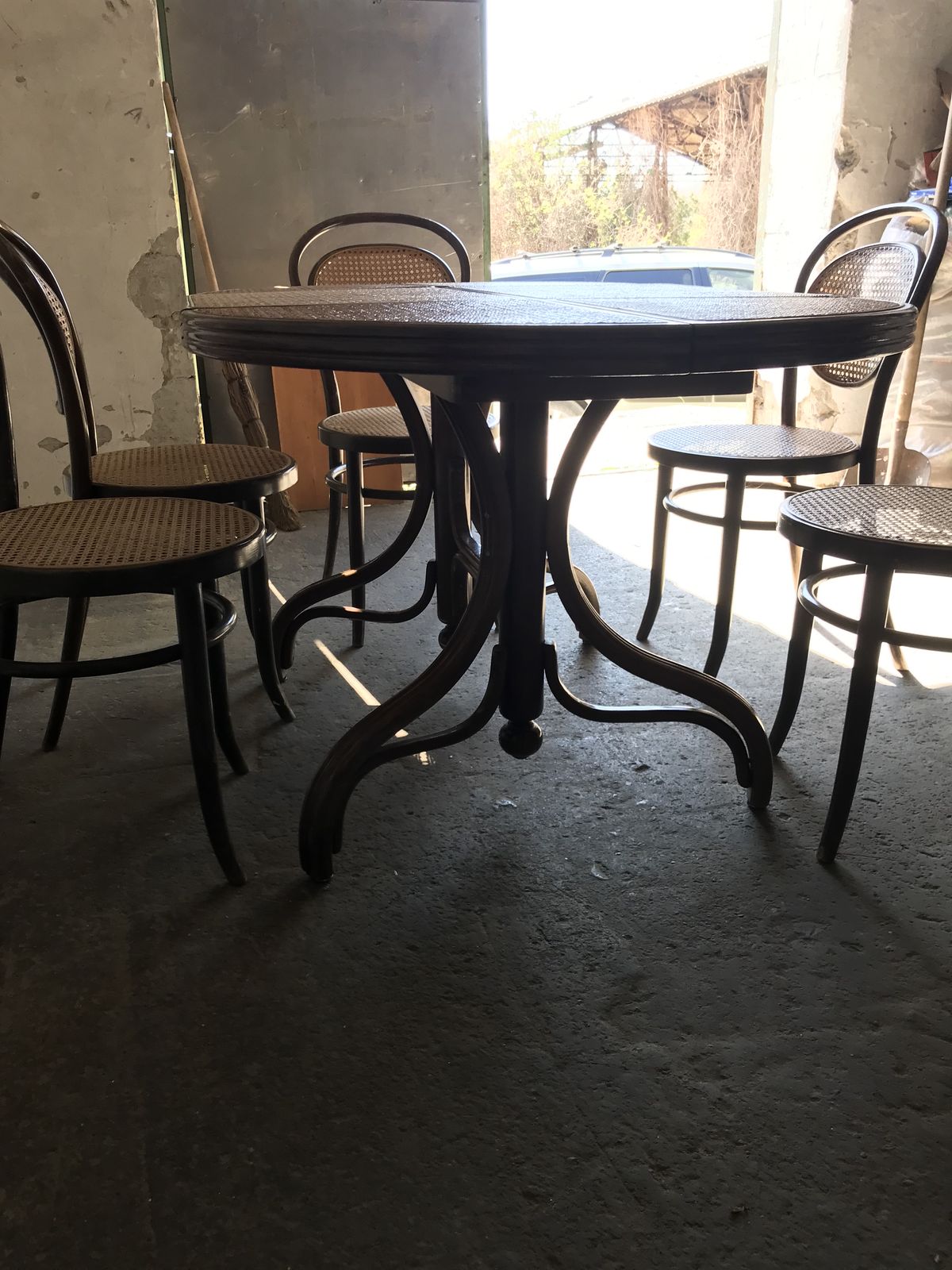 Oval Dining Table And 6 Chairs In Wood Cane, Germany, 1970s photo 2405.0