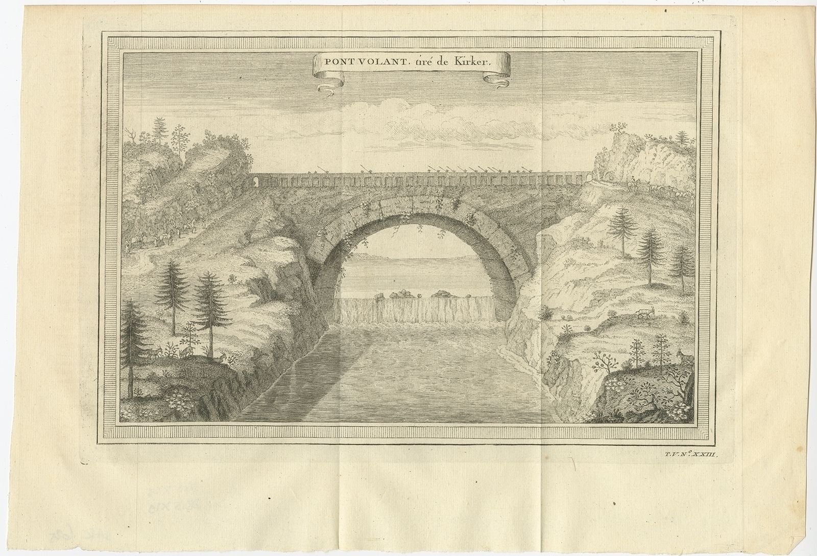 Antique Print Of The Flying Bridge In China By Prévost (1746)